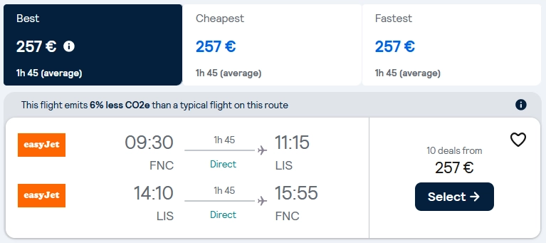 FNC - LIS - FNC with Easyjet in May