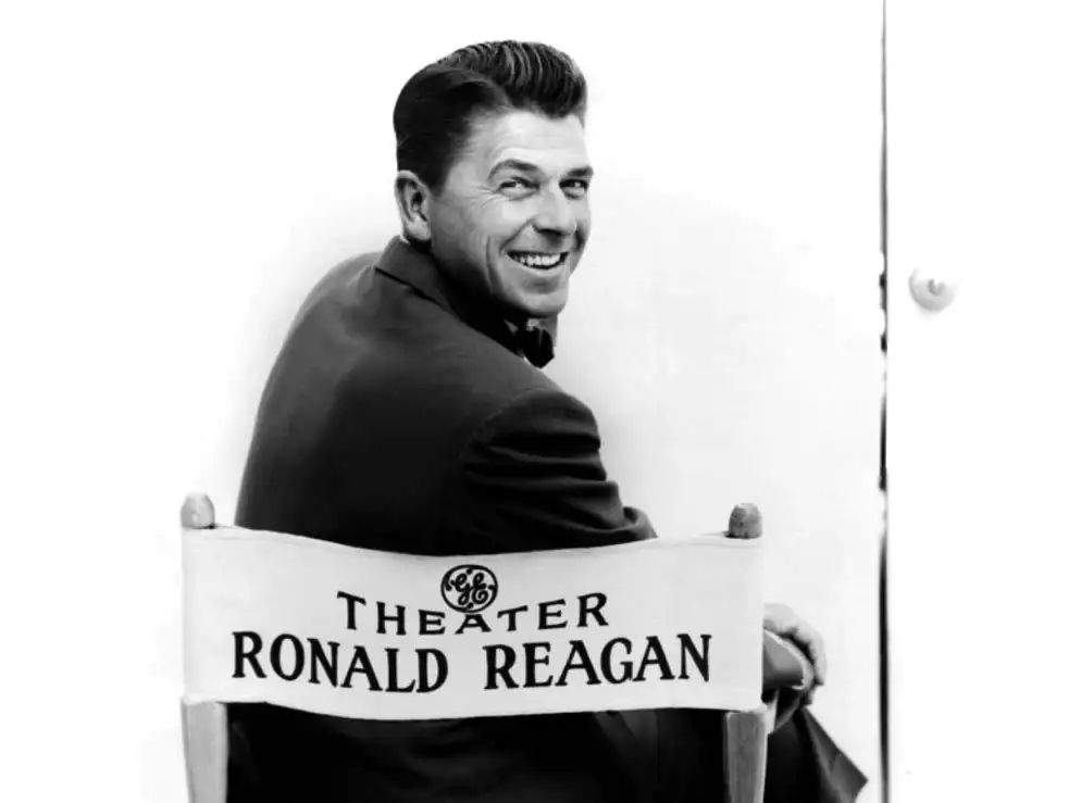 Ronald Reagan Sitting in General Electric Theater Director's Chair, 1950s