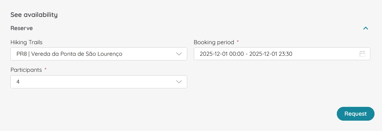 Booking a Hiking Trail on Simplifica